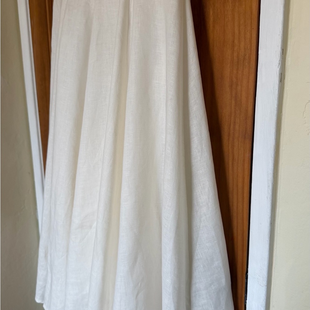 Neiman Marcus ivory 100% linen sleeveless Midi Dress - Picture 4 of 10